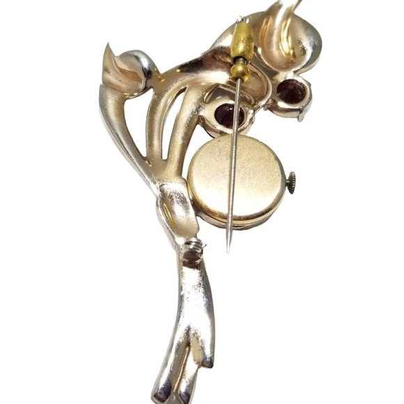 Stunning Estate Vintage Art Deco Retro Ruby Paste Watch Brooch (A3410) - Picture 7 of 7